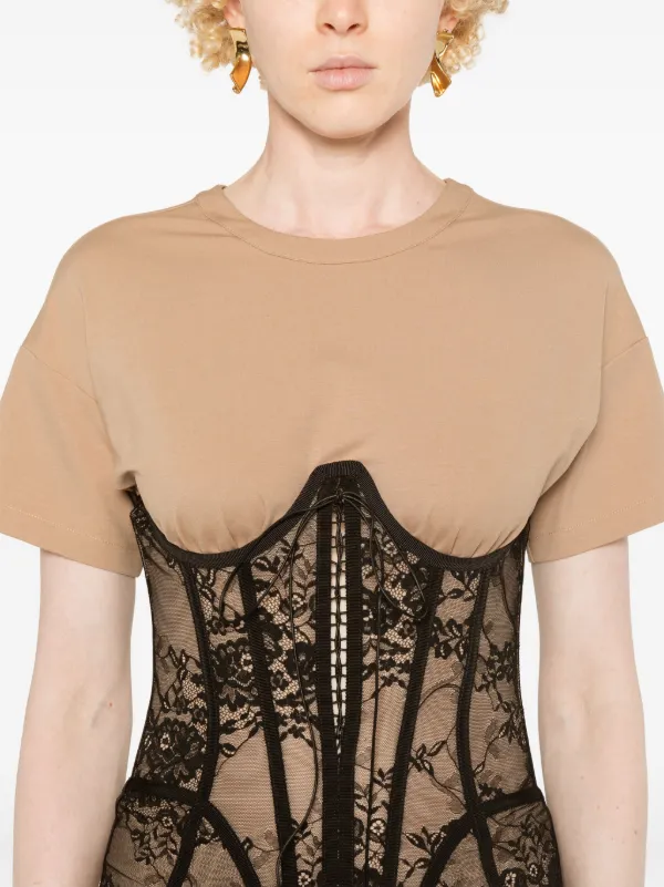 Giuseppe Di Morabito corset-detail T-shirt Dress | Neutrals