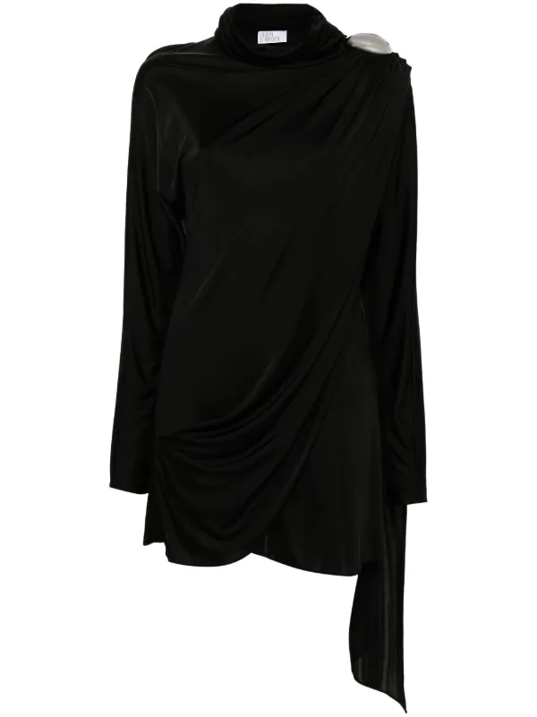 ワンピース GIUSEPPE DI MORABITO Jewel brooch dress Giuseppe Di Morabito rhinestone-flower Brooch T-shirt Dress