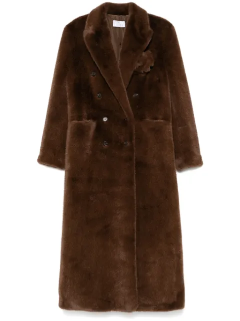 Giuseppe Di Morabito Mantel aus Faux Fur mit Blumenbrosche