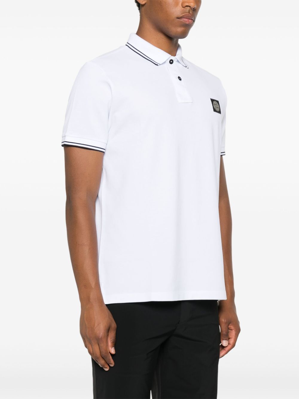 Shop Stone Island Short-sleeve Polo Shirt In White