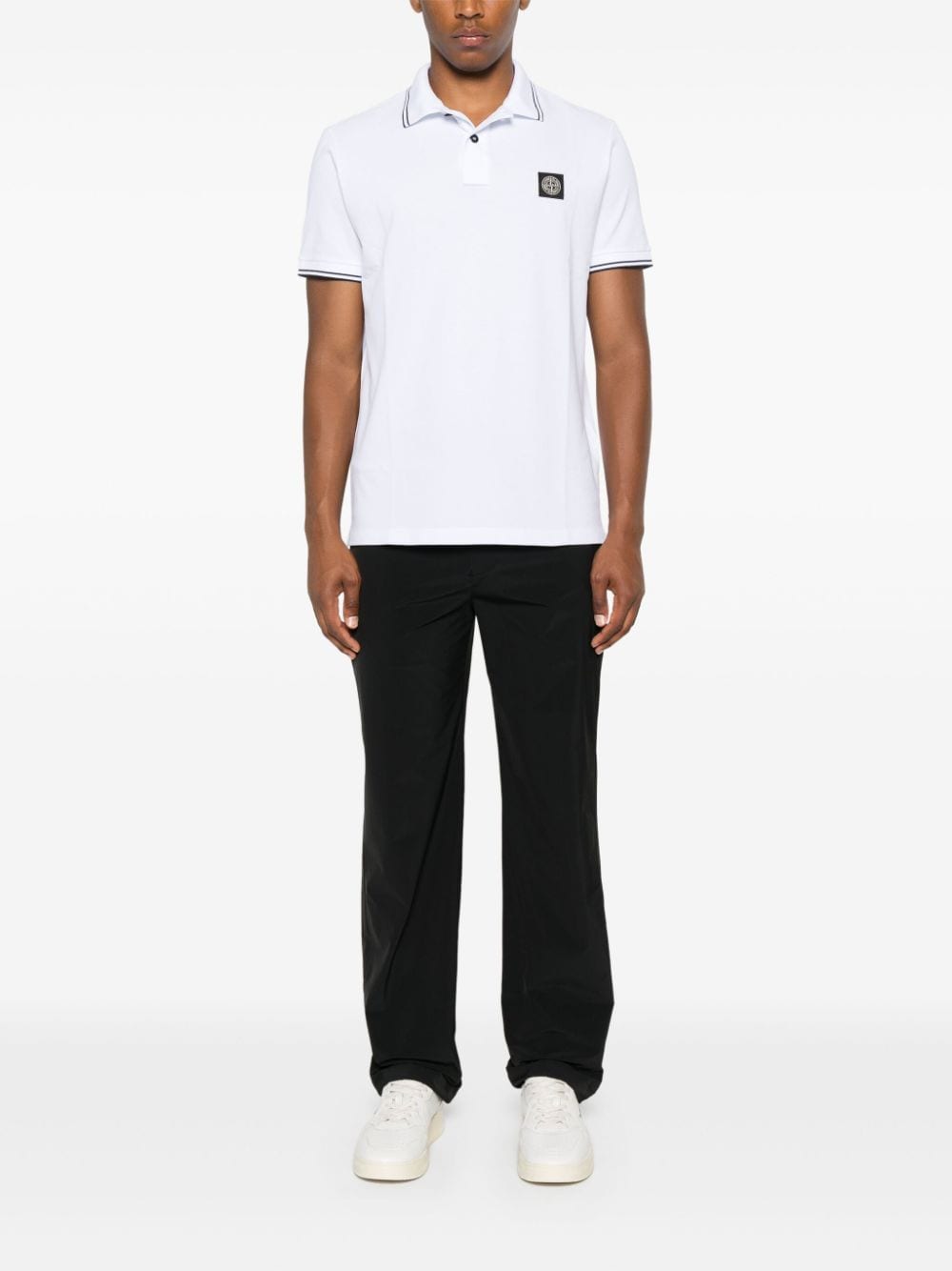 Shop Stone Island Short-sleeve Polo Shirt In White