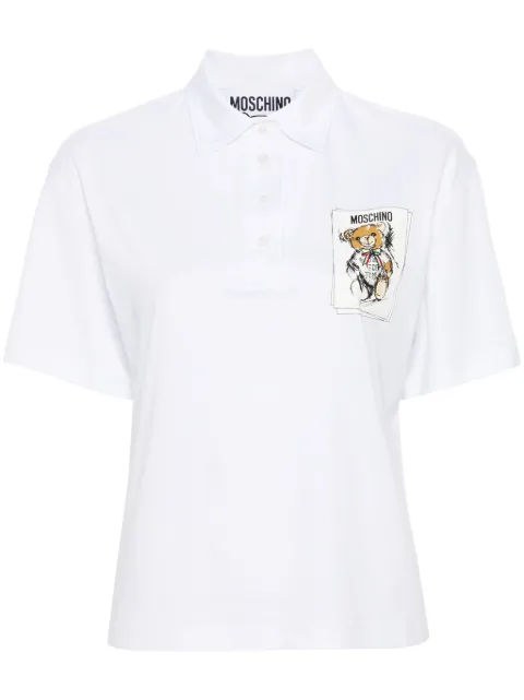 Moschino teddy bear print polo top