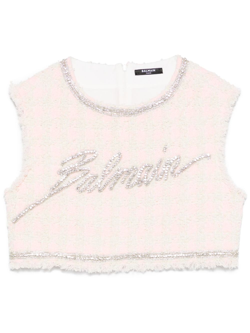 Balmain crystal-embellished cropped top - Pink