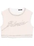 Balmain crystal-embellished cropped top - Pink