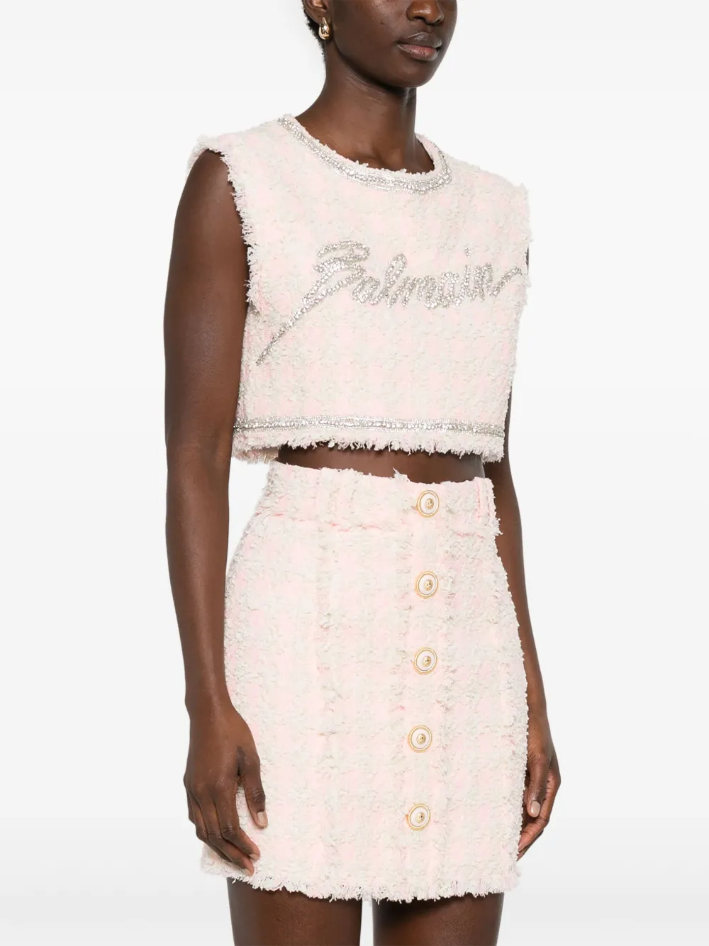Balmain Top verfraaid met kristallen Roze