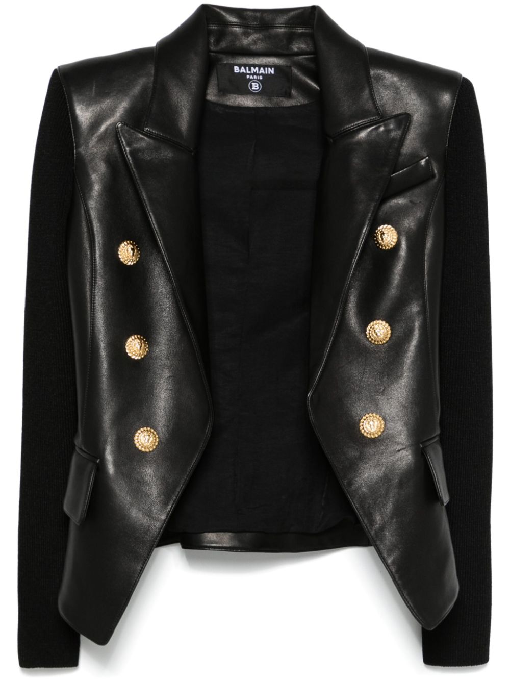 Balmain 6-button leather jacket – Black