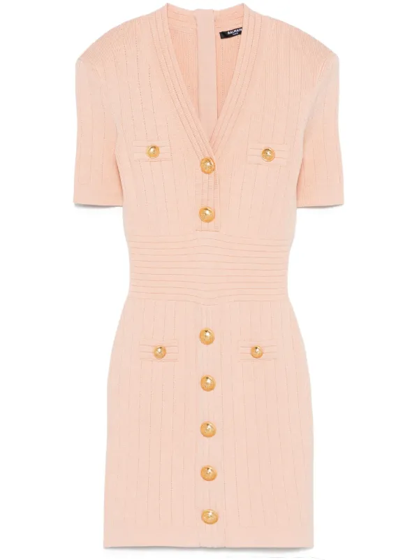 ワンピース BALMAIN V-NECKED KNITTED MINI DRESS 24468130_57259377_600.jpg