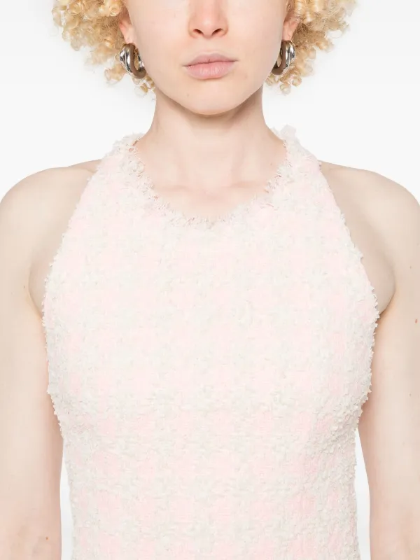 balmain sleeveless tweed mini dress Balmain Check Paillette Tweed Sleeveless Mini Dress