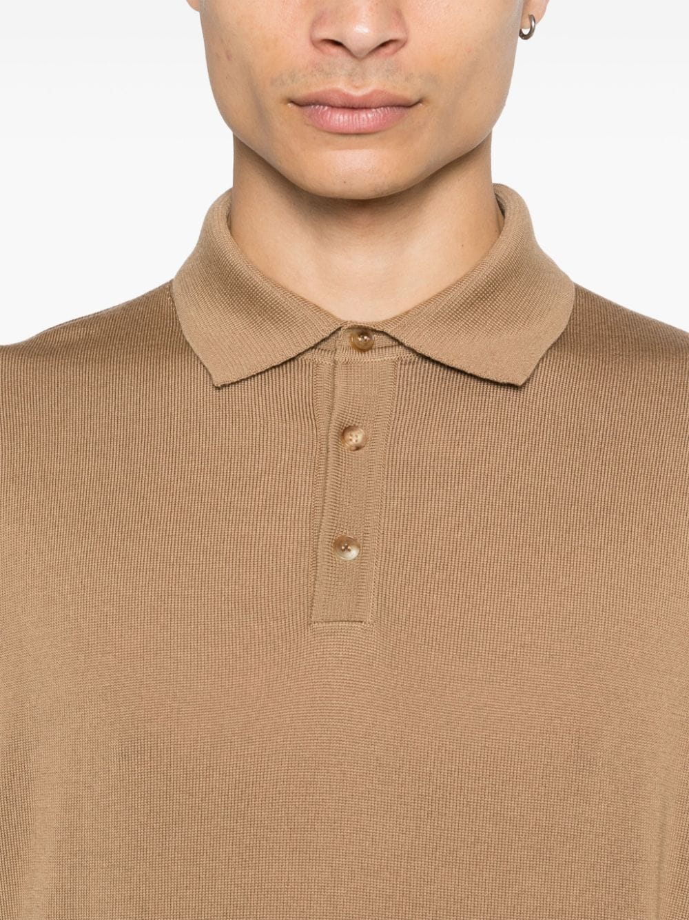 Shop Roberto Collina Merino-wool Polo Shirt In Brown