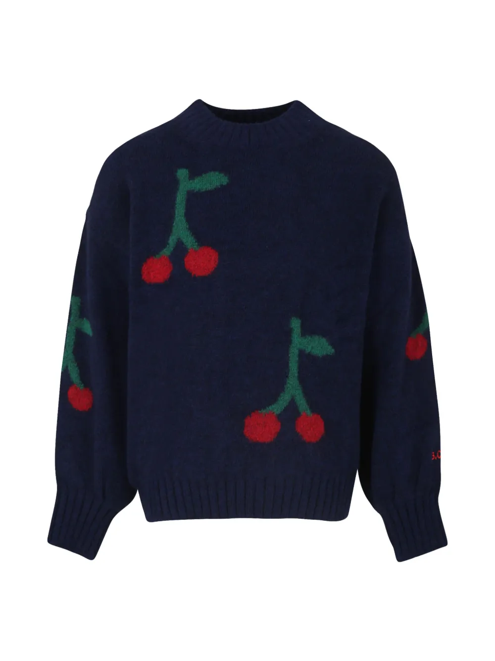 Bobo Choses Blue Turtleneck For Girl With Cherries In Blue