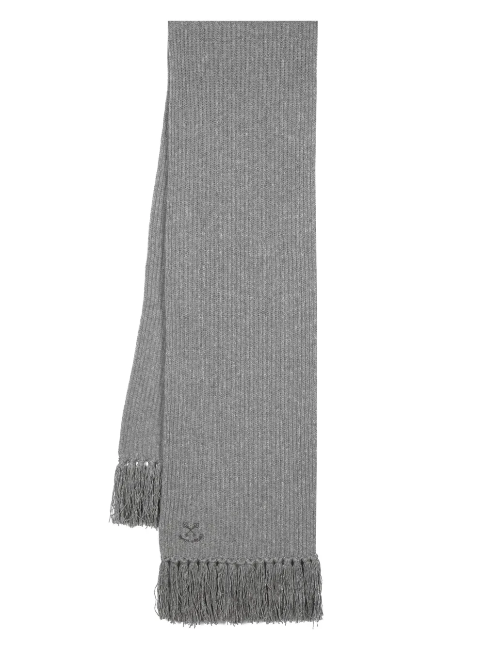 Golden Goose Brushed Fringed Rectangle Ribbed Wraparound Scarf In Grey