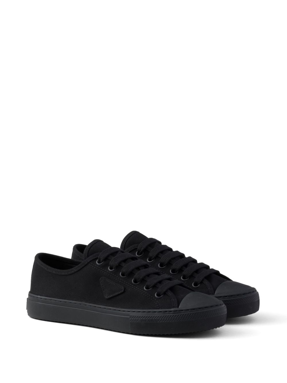 Prada triangle-logo hemp sneakers - Zwart