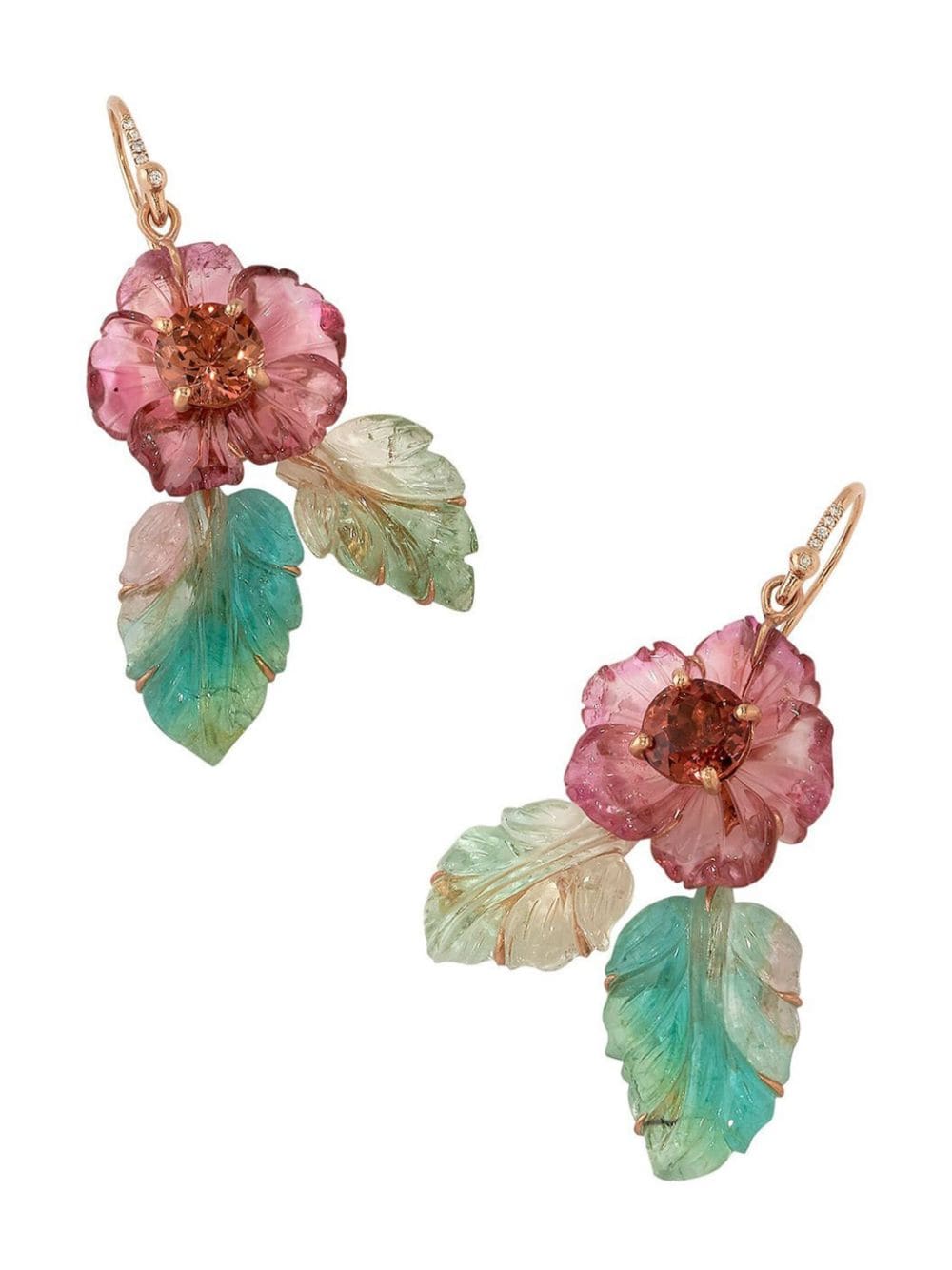 18kt rose gold Flower Leaf earrings