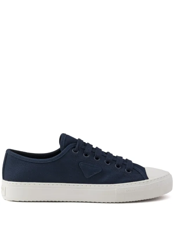 Prada triangle logo Hemp Sneakers Blue FARFETCH AU