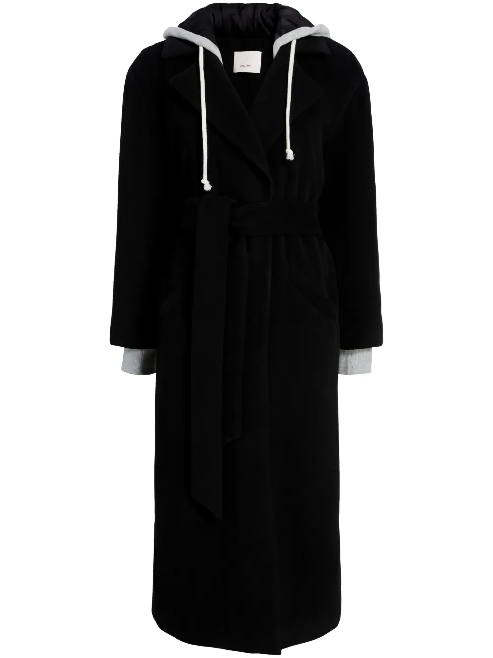 Cinq A Sept hooded belted coat - Black