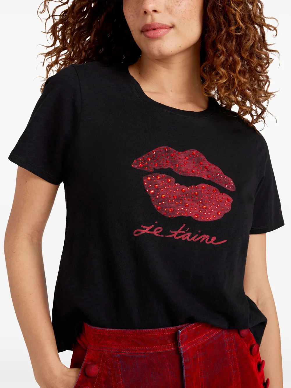 Cinq A Sept Kisses Je T'Aime T-shirt Zwart