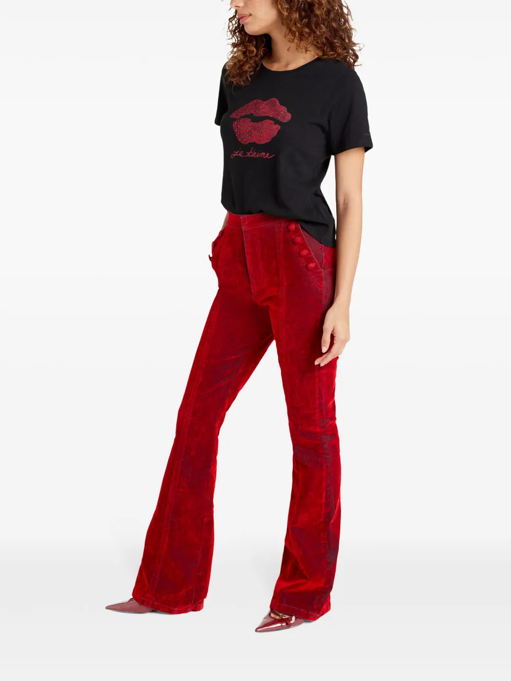 Cinq A Sept Kisses Je T'Aime T-shirt Zwart