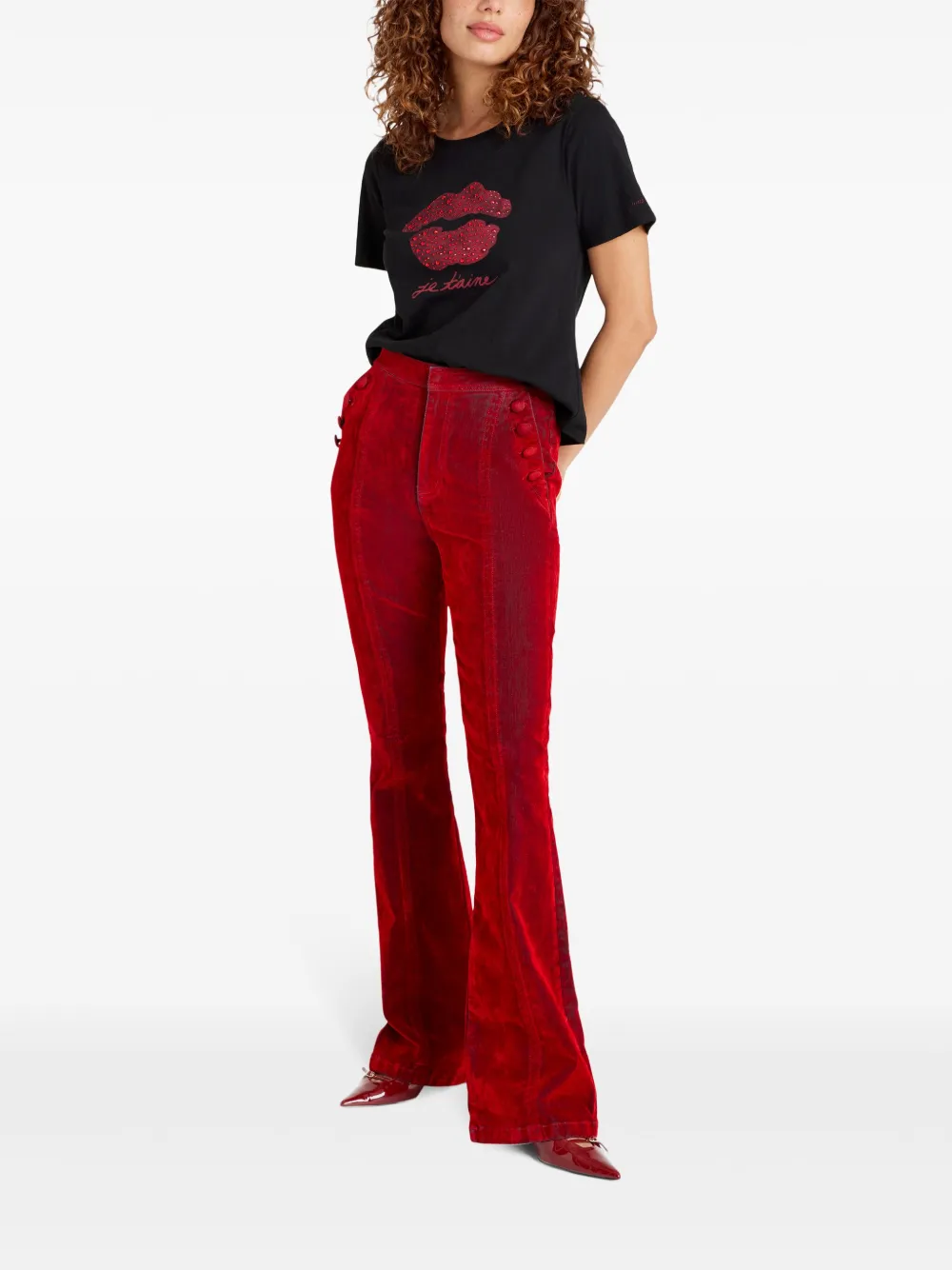 Cinq A Sept Kisses Je T'Aime T-shirt - Zwart