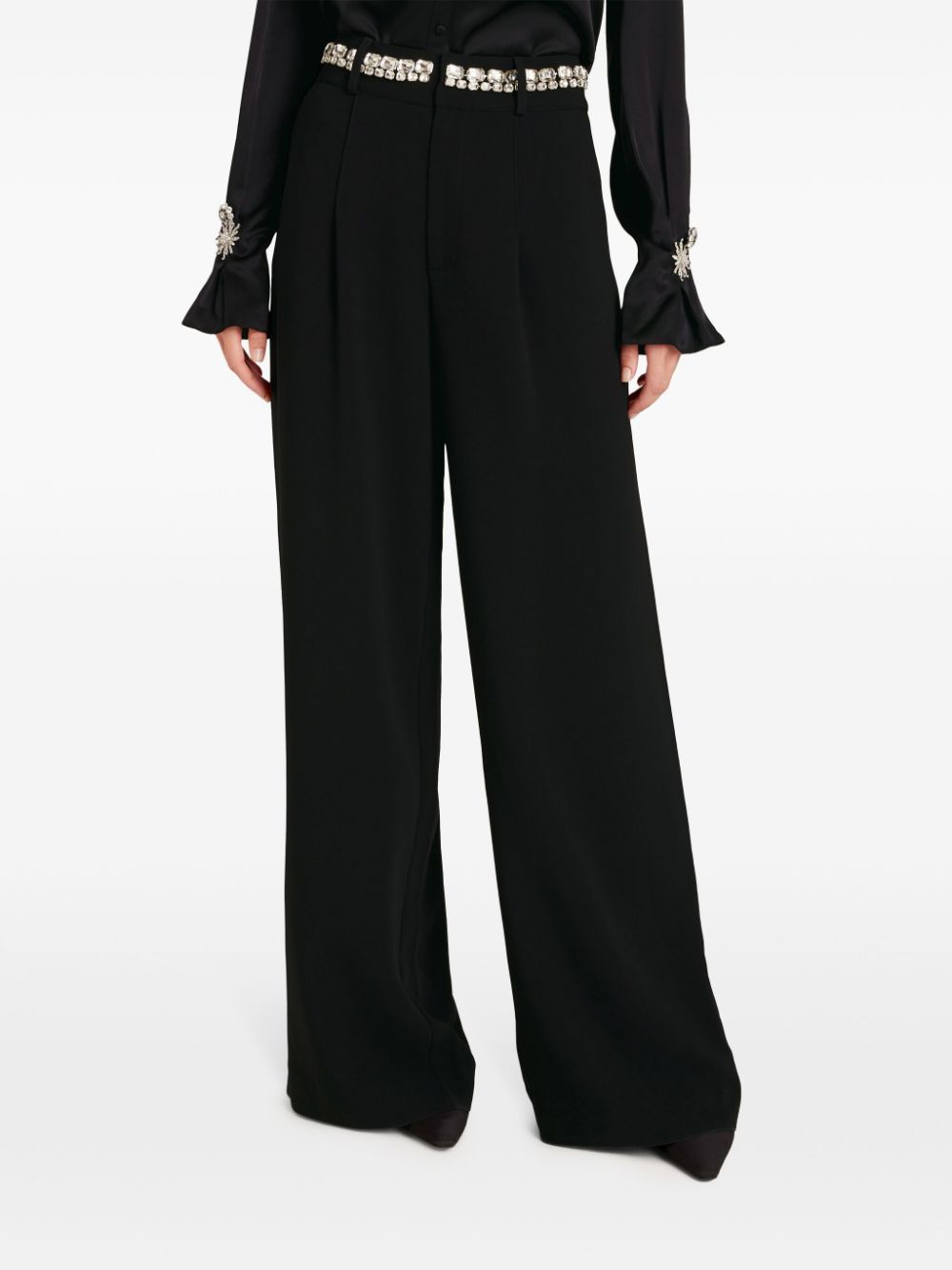 Shop Cinq À Sept Rhinestone-embellished Genna Trousers In Black