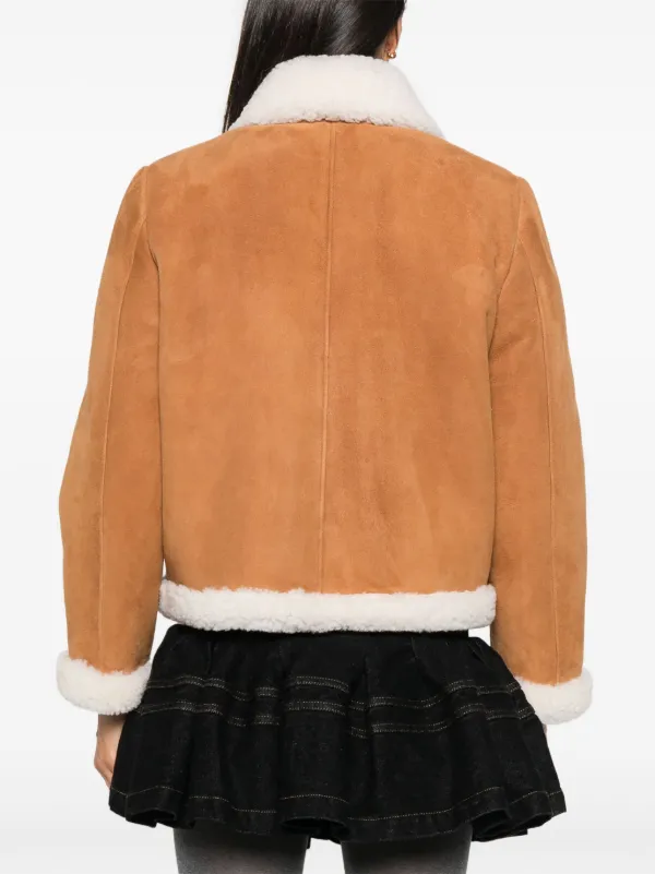 Maje shearling effect Coat Brown FARFETCH ID