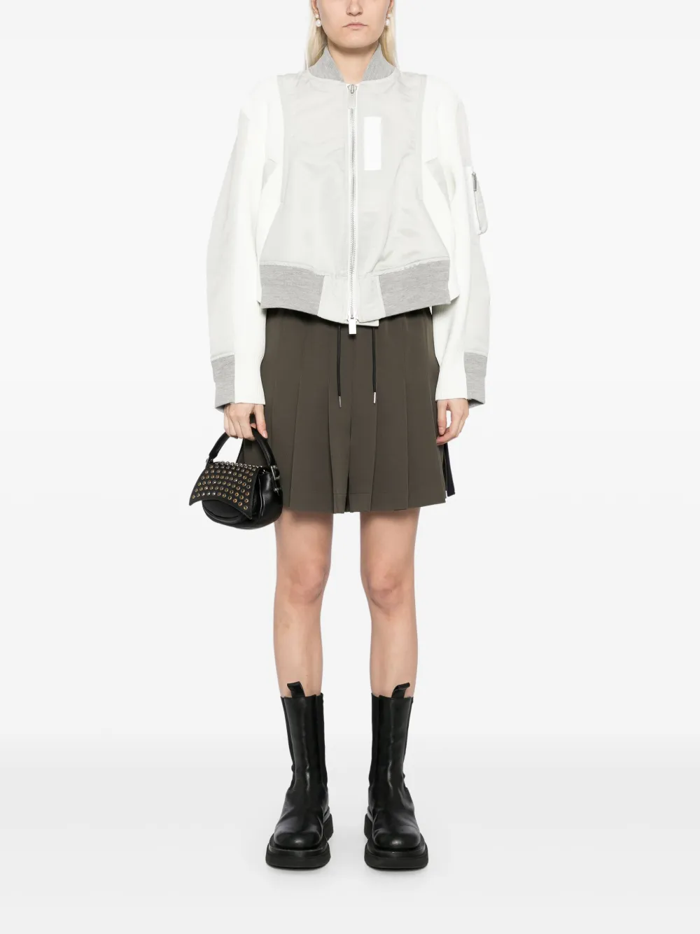 sacai crochet-panelling shorts - Groen
