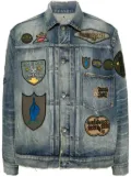 sacai patch-embellished button-up denim jacket - Blue