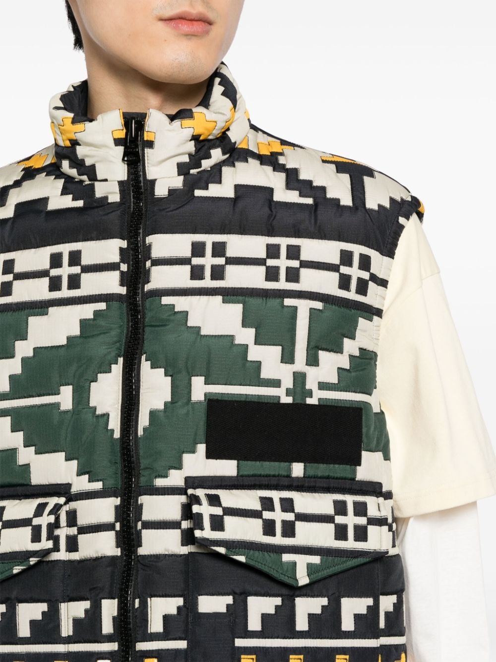 Shop Sacai Knit-pattern Quilted Vest In Black