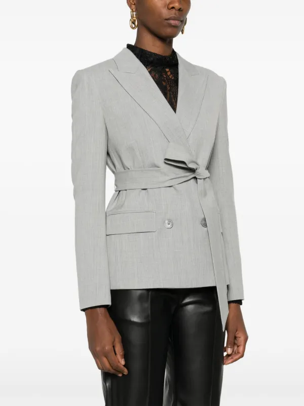 [INSILENCE] DETACHABLE BELT BLAZER /追跡付 Woven Collar Solid Pocket Oversized Blazer With Belt For