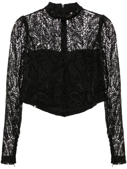 macramé lace cropped blouse