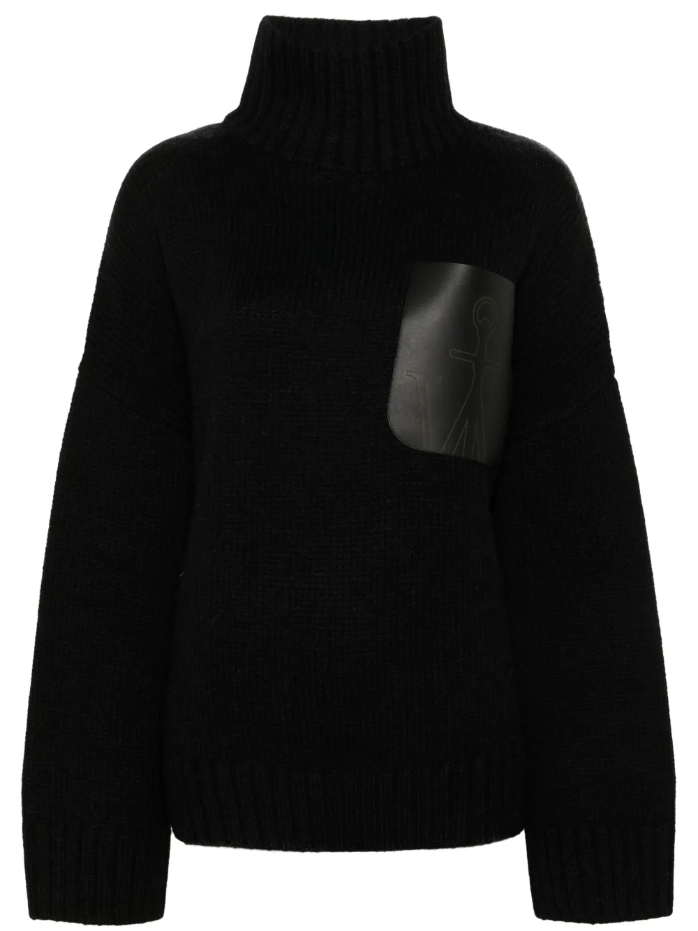 Cheap JW Anderson high-neck leather-pocket sweater Women