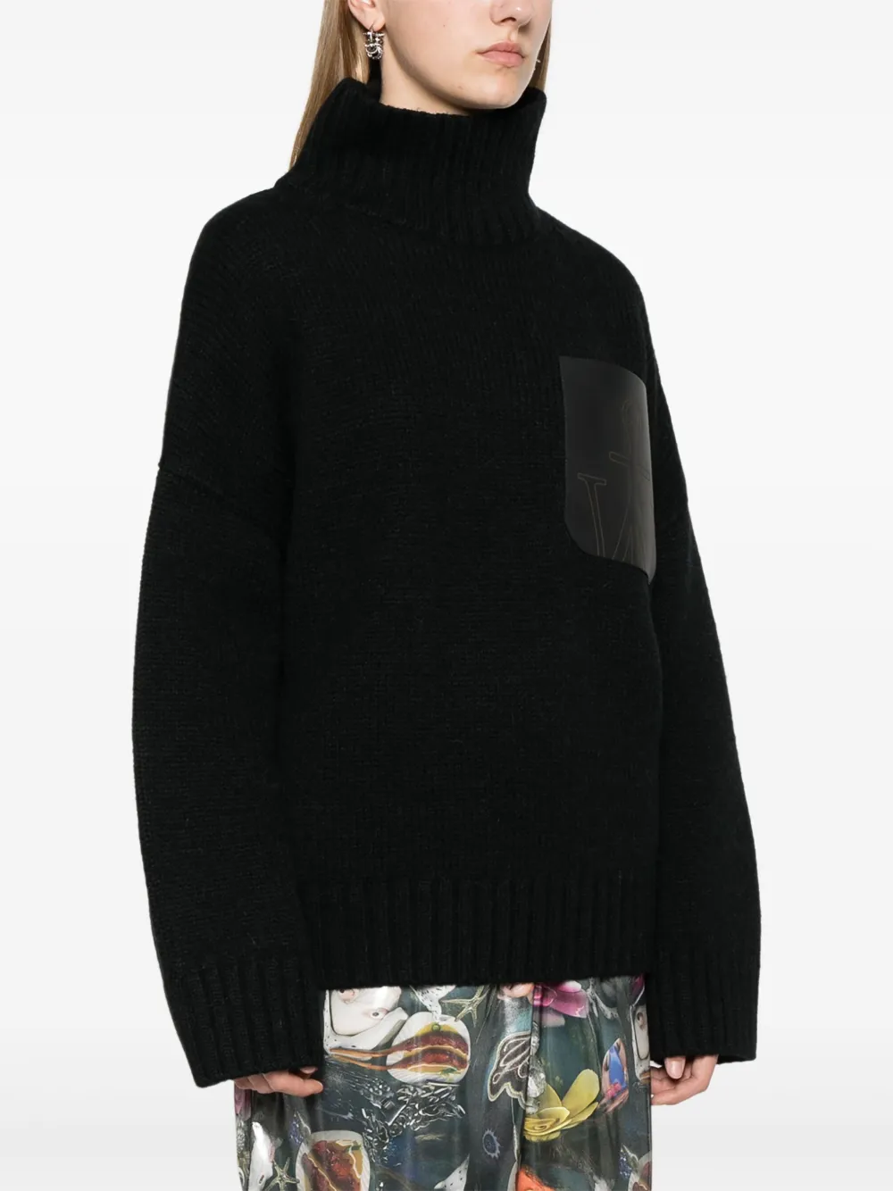Cheap JW Anderson high-neck leather-pocket sweater Women