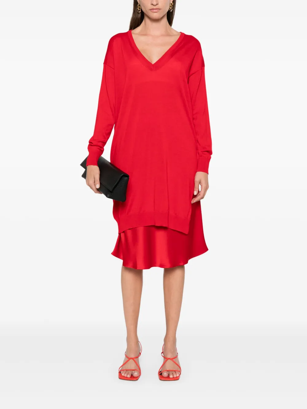 Semicouture Fijngebreide midi-jurk - Rood