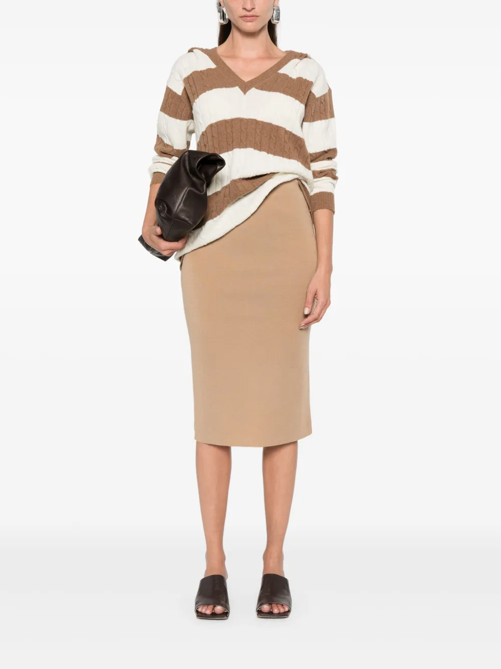 Semicouture Wollen midi-rok - Bruin
