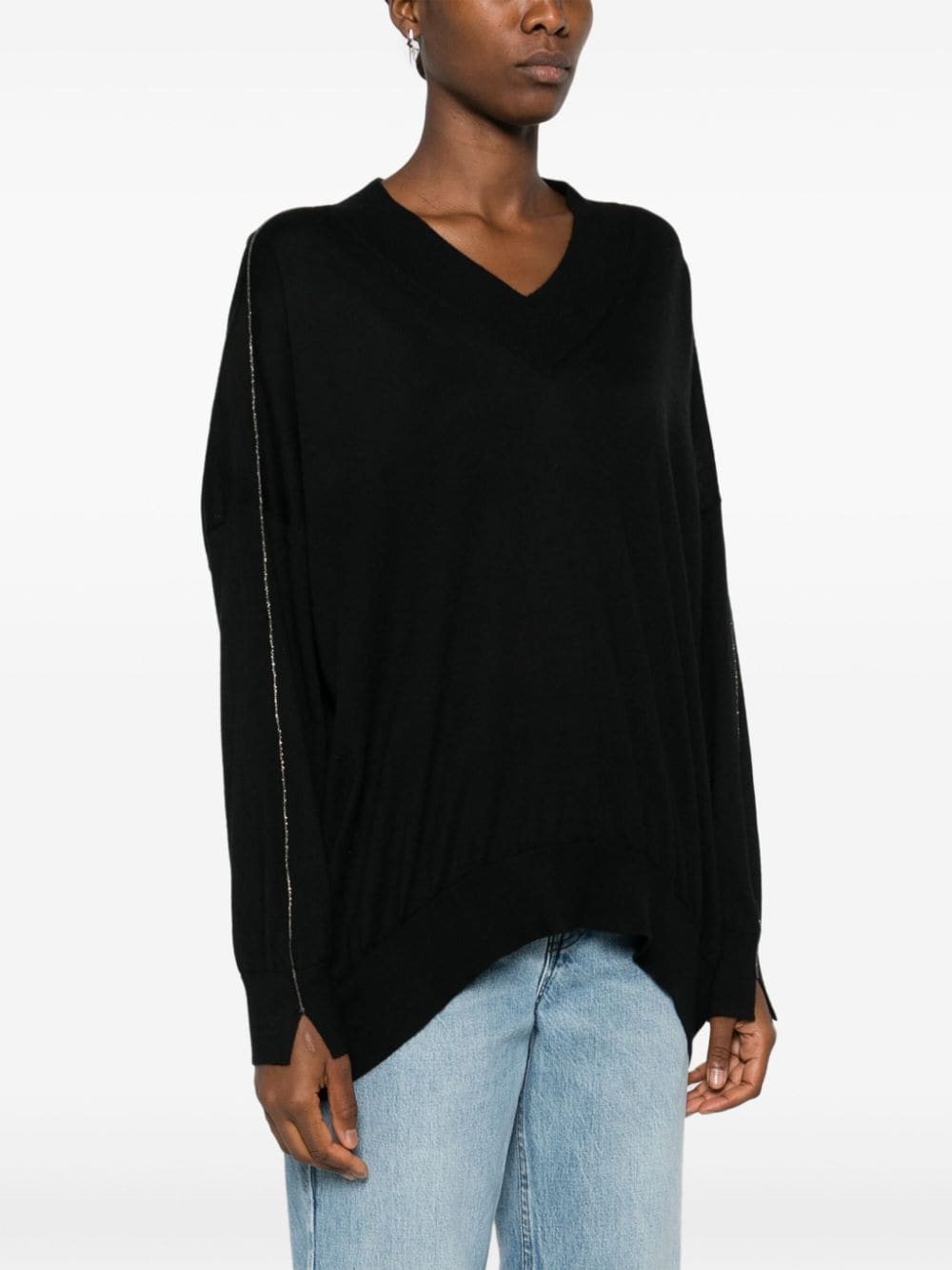 Shop Brunello Cucinelli Monili Chain-detail Sweater In Black