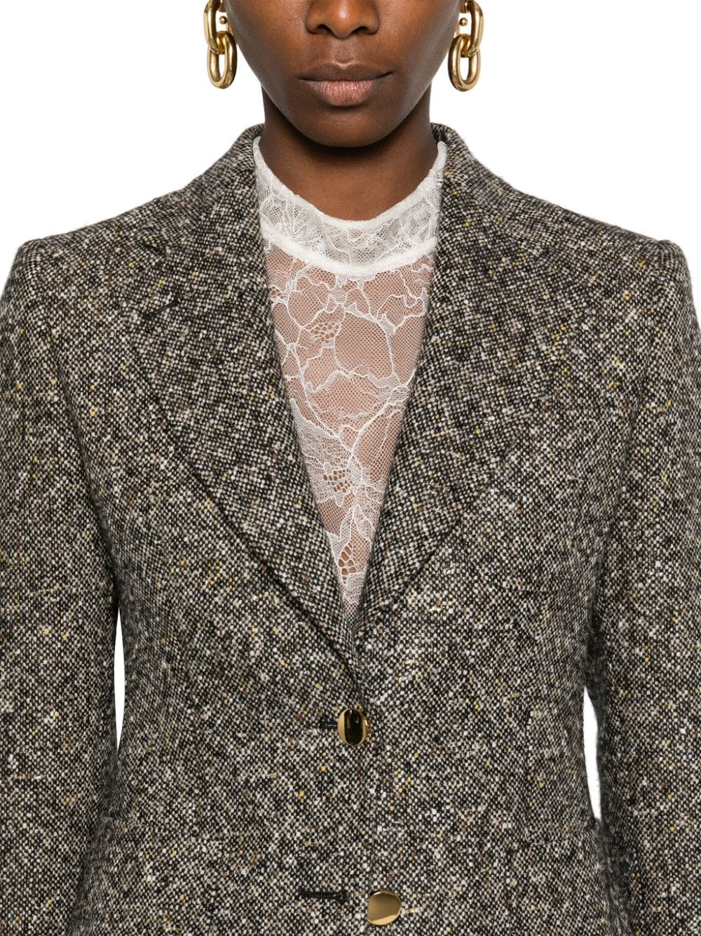 Shop Tagliatore Lurex-detail Blazer In Brown