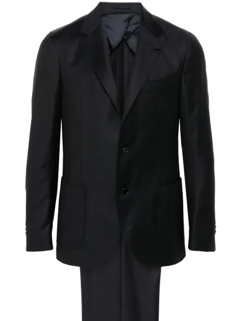 Lardini logo-brooch suit 