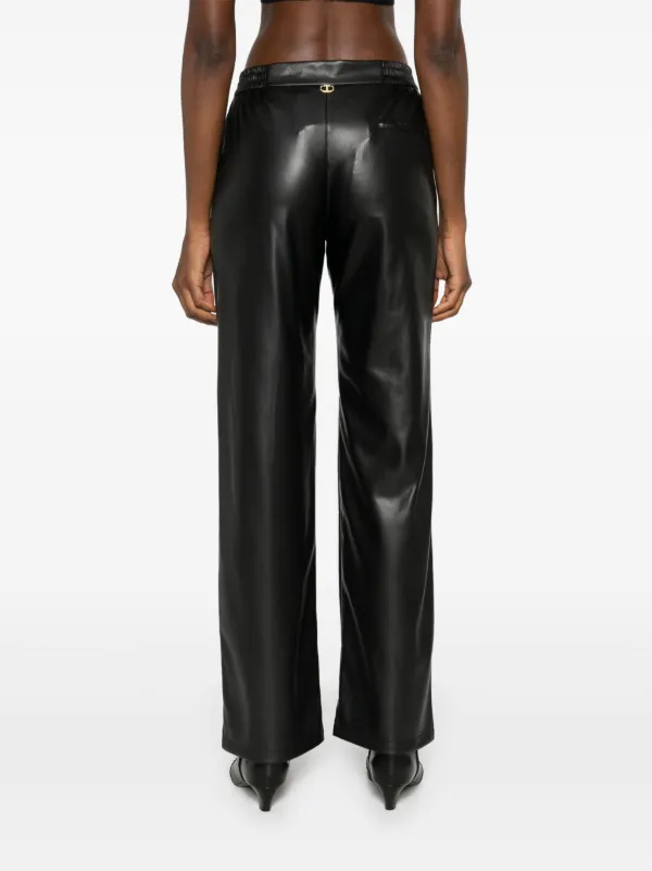 TWINSET Pantaloni In Similpelle Con Placca a T Ovale Nero