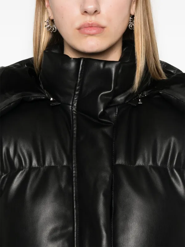 Stella McCartney faux leather puffer jacket women Polyester Viscose 40 Black