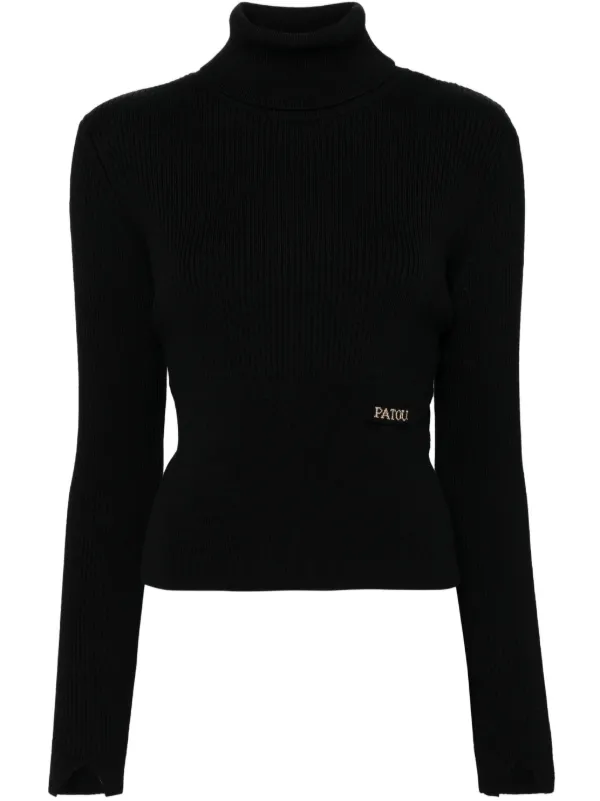 Patou Ribbed Roll-neck Sweater in Black
