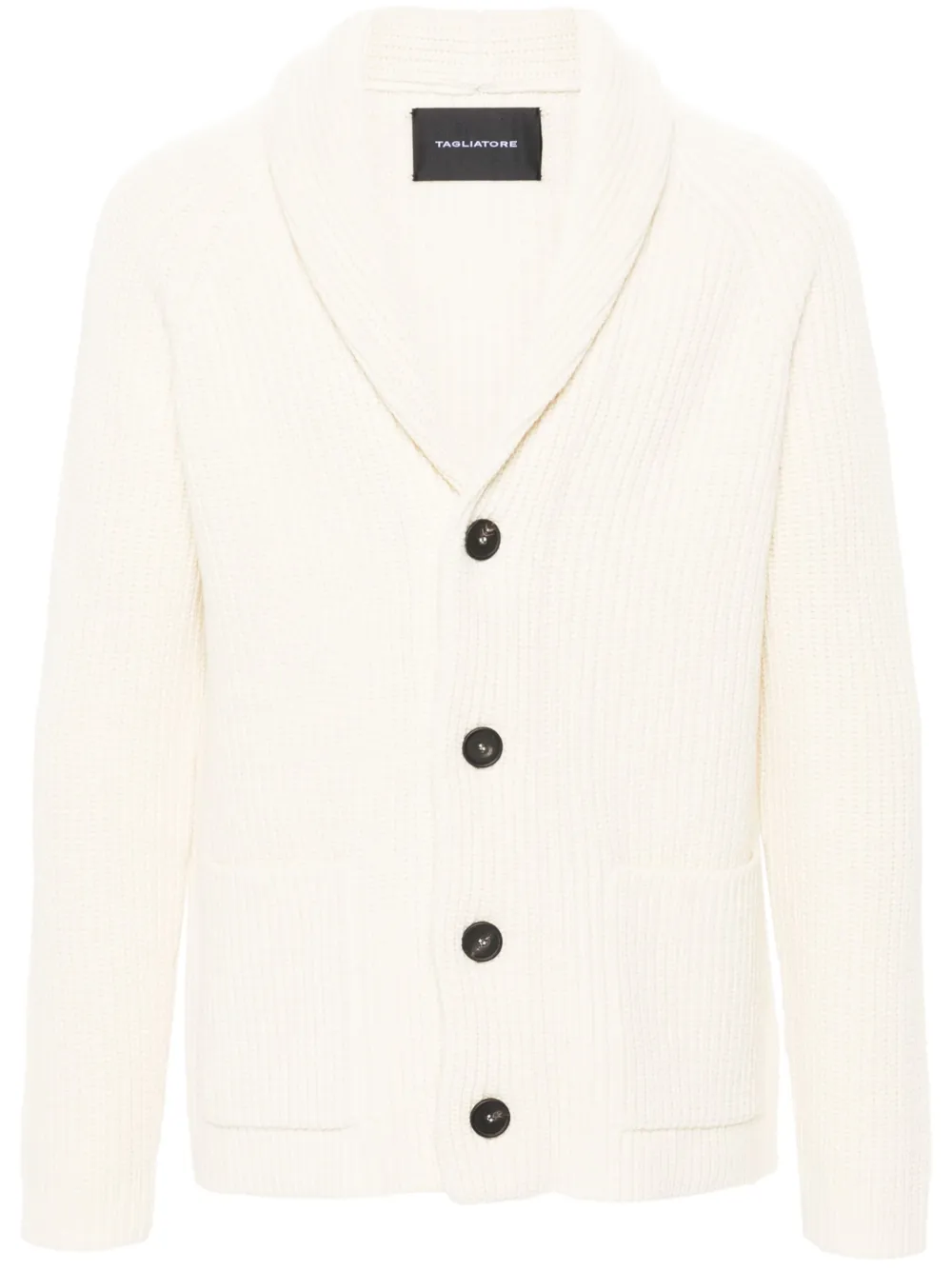Tagliatore Shawl-collar Ribbed Cardigan In White