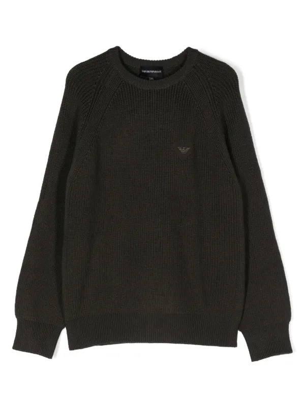 Emporio Armani Kids fisherman's-knit Sweater Green FARFETCH IN