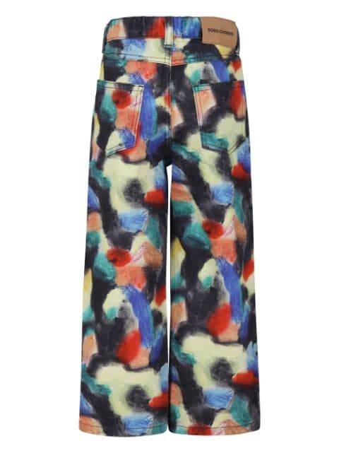 abstract-print organic cotton jeans