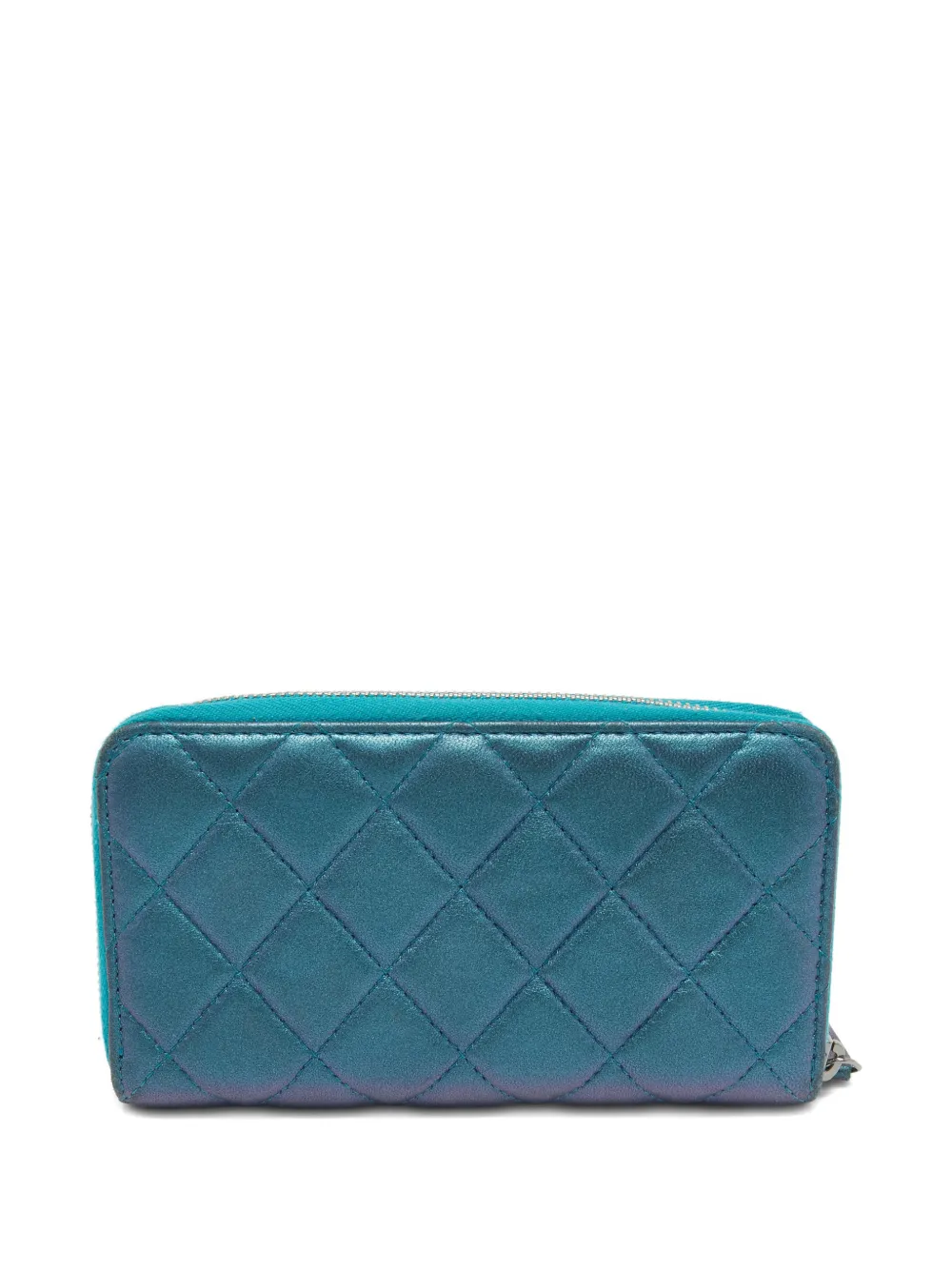 CHANEL Pre-Owned quilted leather zip wallet - Blauw
