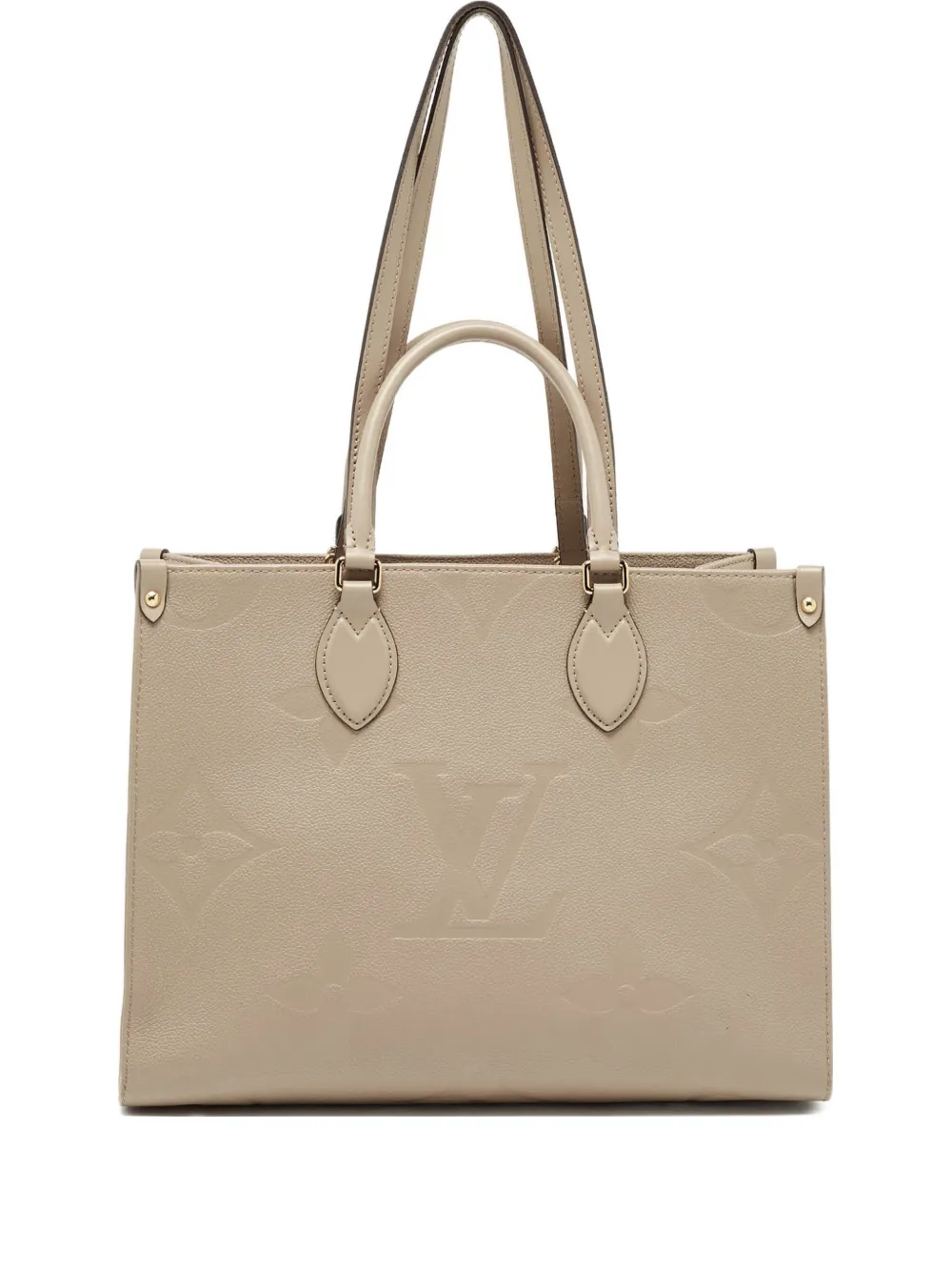 Pre-owned Louis Vuitton Onthego Mm Monogram Empreinte Leather Tote Bag In Neutral