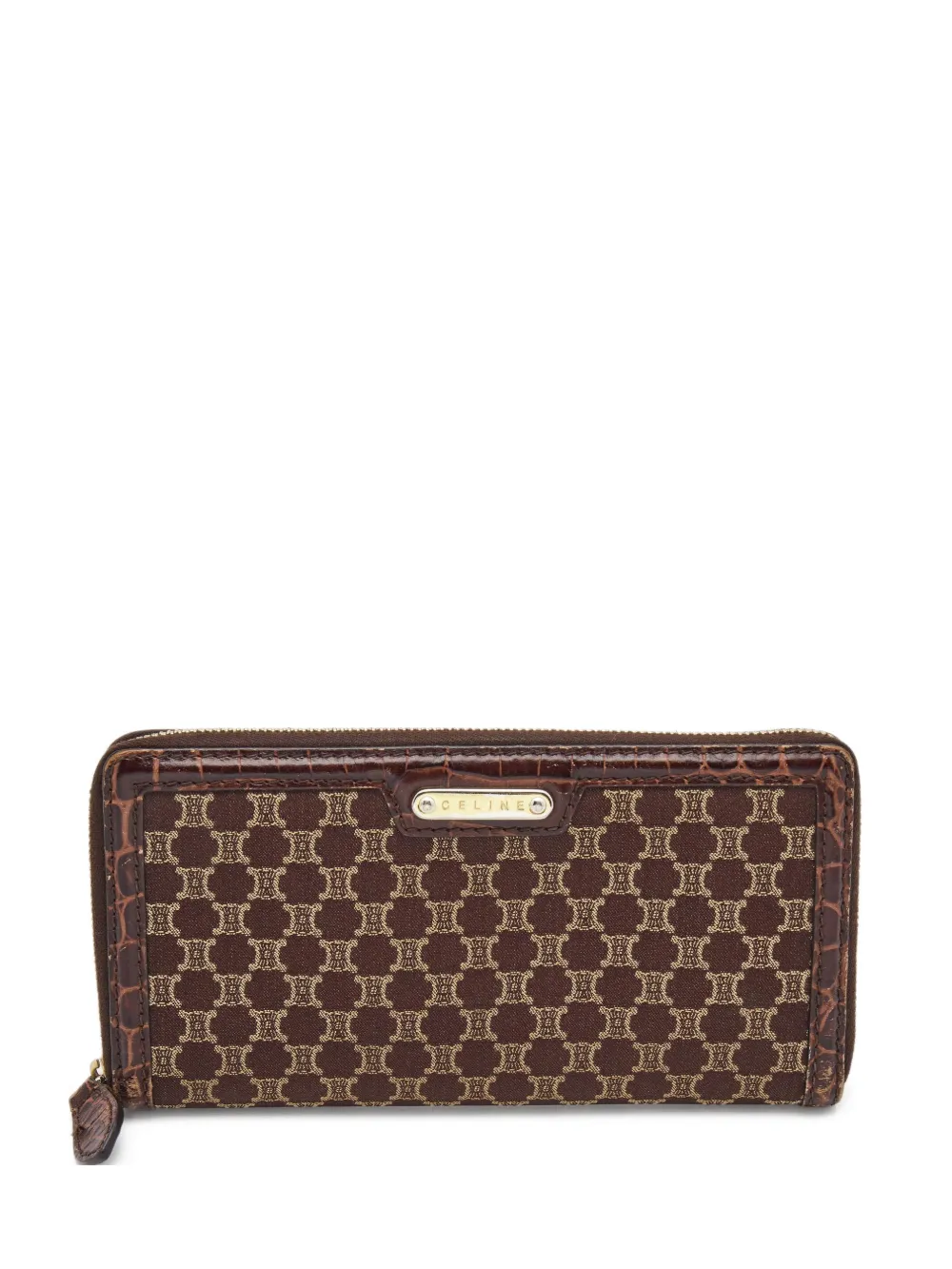Celine Pre-Owned 2007 Macadam croc-embossed zip wallet | marron | Image 1