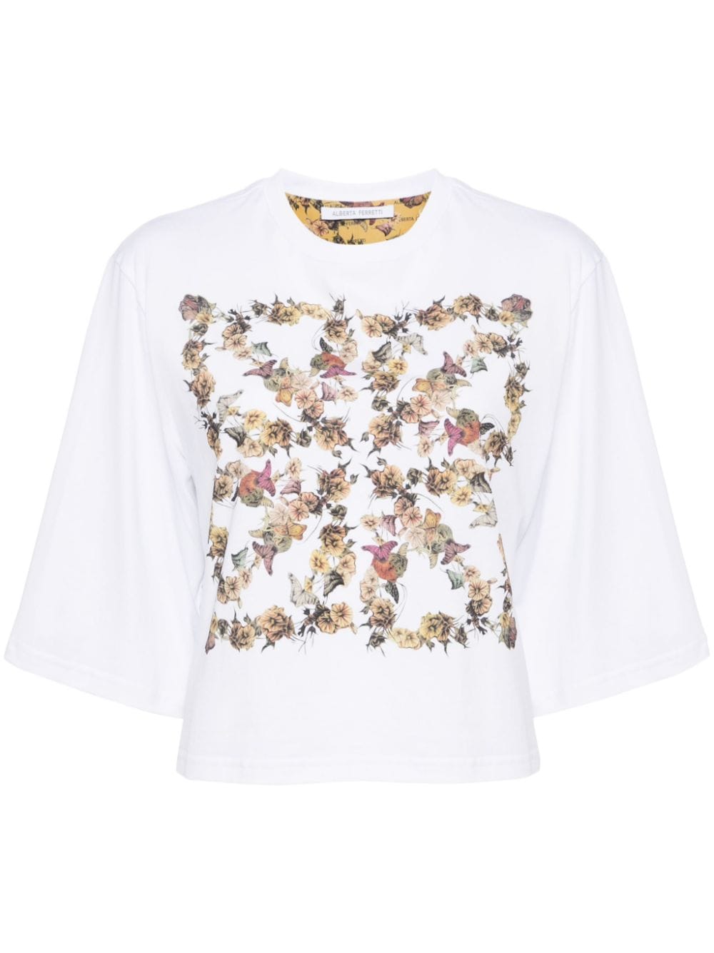 Shop Alberta Ferretti Floral Printed T-shirt In White