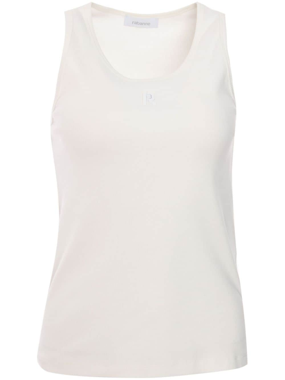 Shop Rabanne Logo-embroidered Tank Top In Neutrals