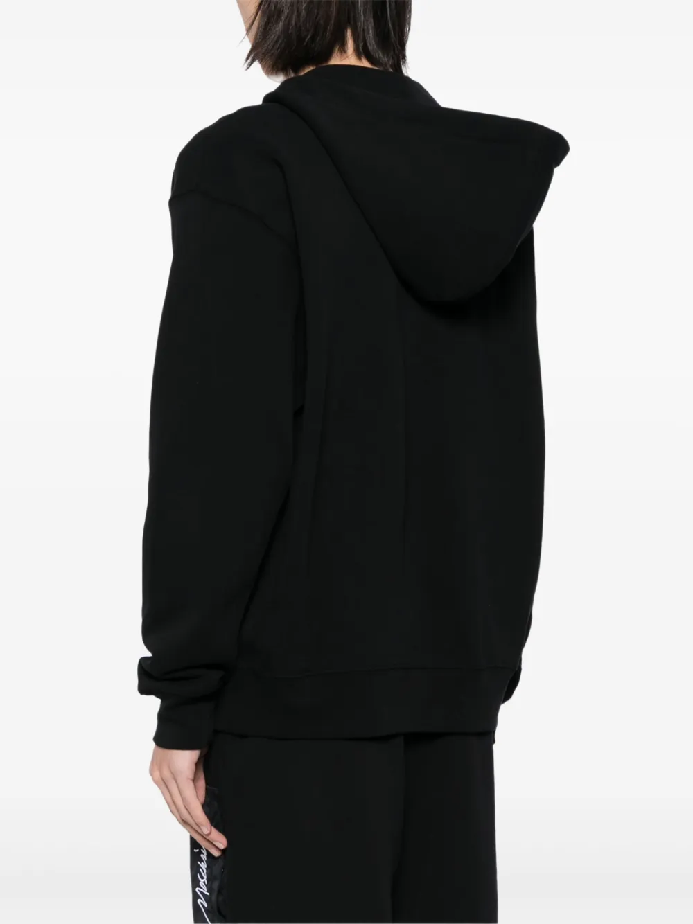 MOSCHINO LOGO EMBROIDERED ZIPPED HOODIE