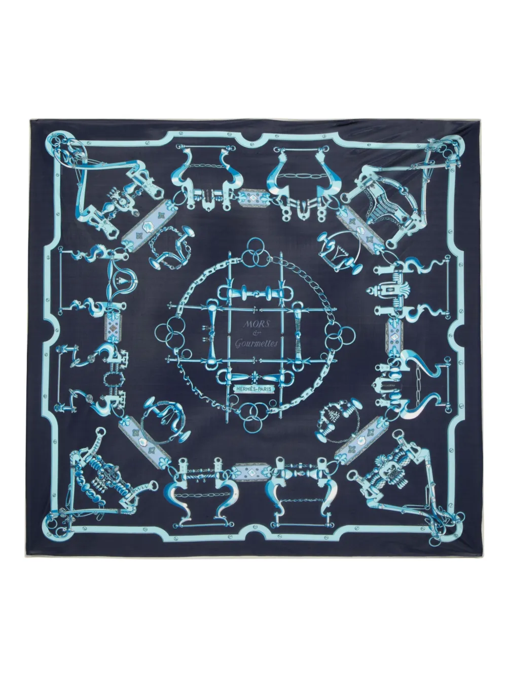 Hermès Pre-Owned Mors et Gourmettes silk scarf - Blue