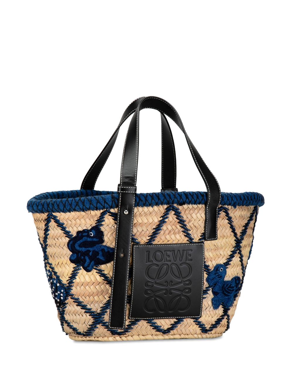 Loewe 2019 William de Morgan Medium Embroidered Palm Leaf Basket tote bag Women